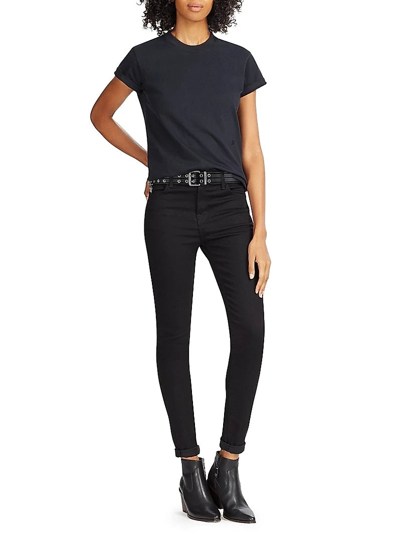 DOUBLE EYELET BELT - SAFETY PIN CHARMS - BLACK