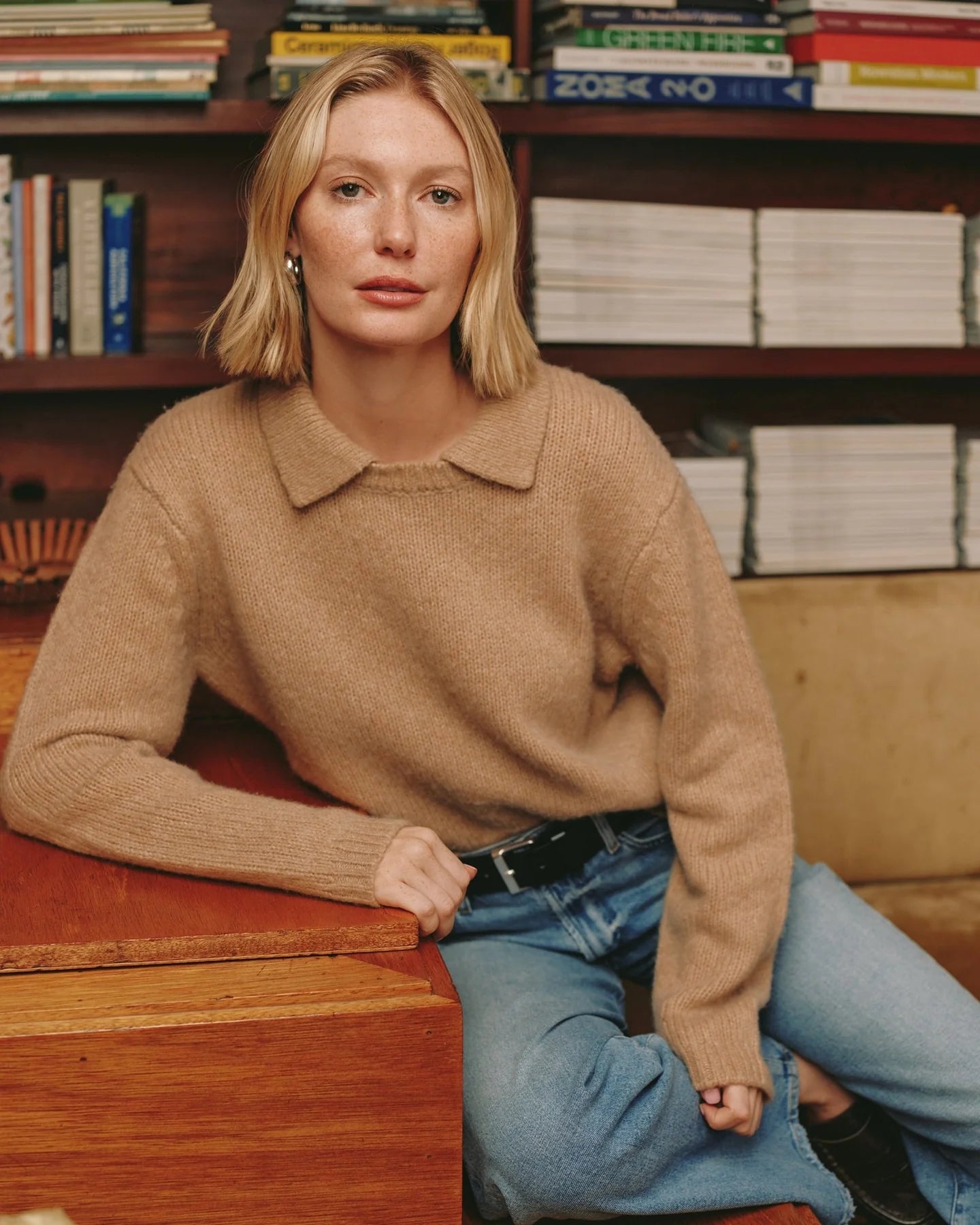 JOHNNY COLLAR SWEATER - MAPLE SYRUP