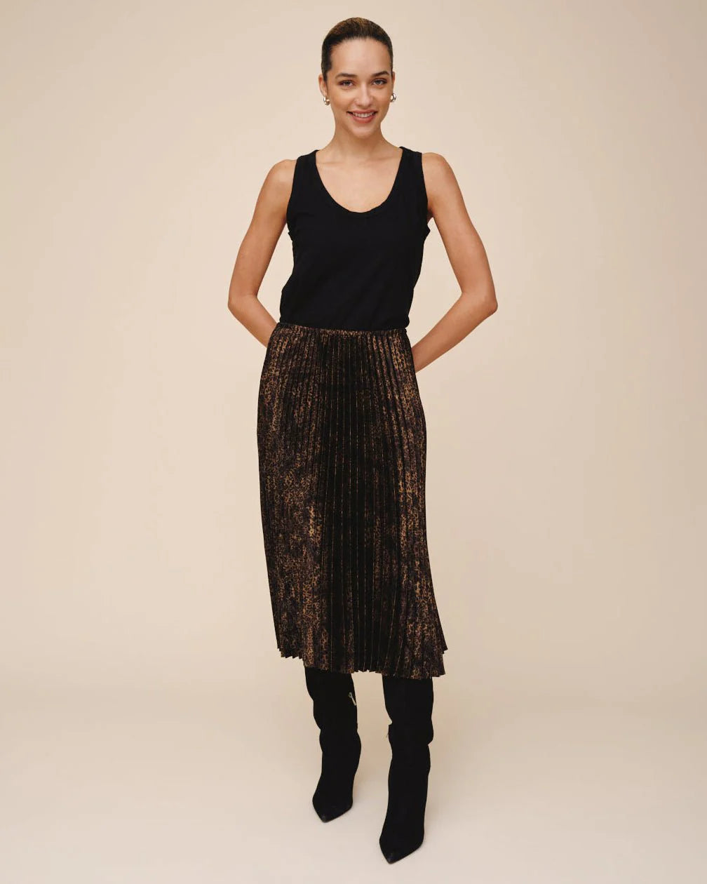 PLEATED SKIRT - MICRO LEOPARD