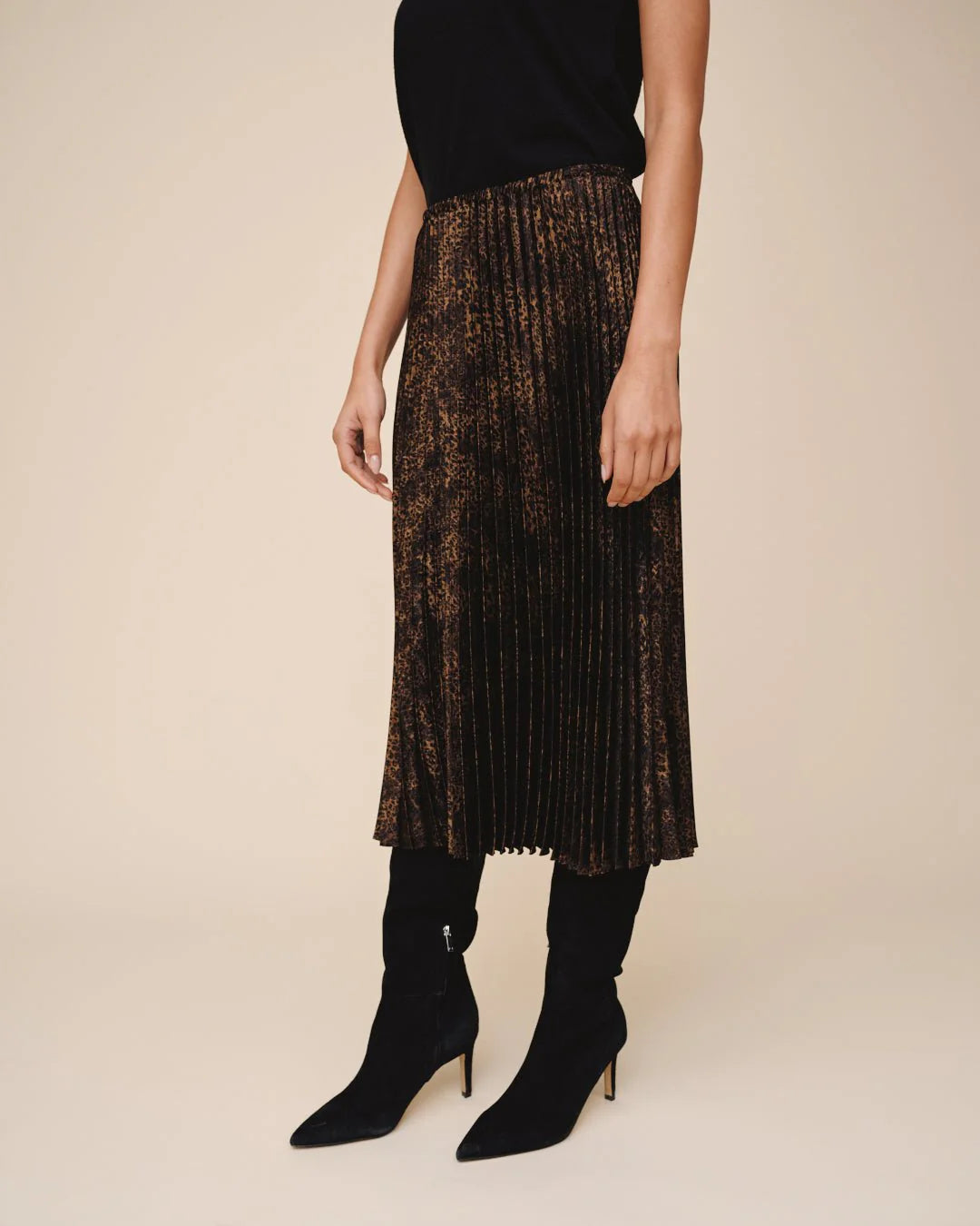 PLEATED SKIRT - MICRO LEOPARD