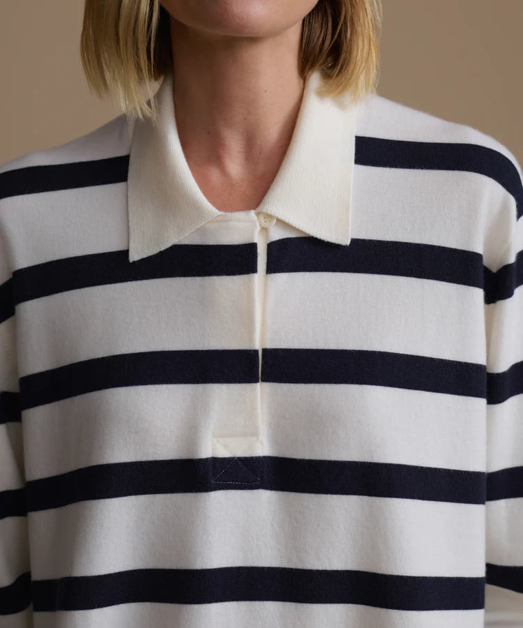 POST PULLOVER - IVORY/NAVY STRIPE