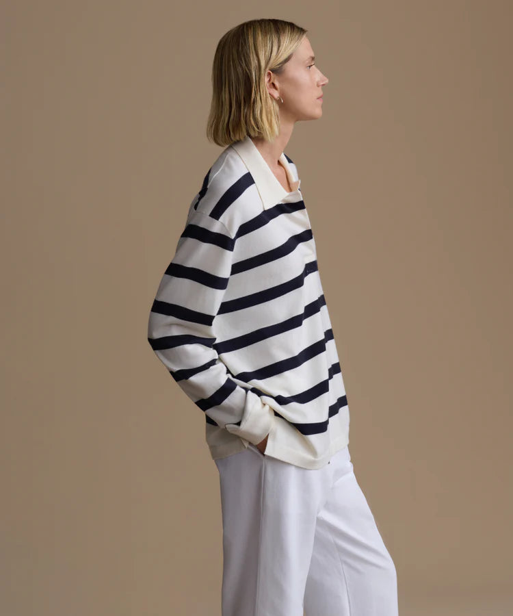 POST PULLOVER - IVORY/NAVY STRIPE
