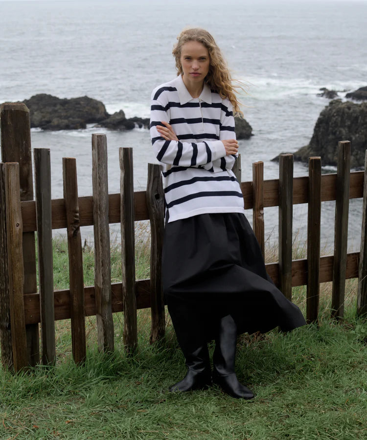 POST PULLOVER - IVORY/NAVY STRIPE