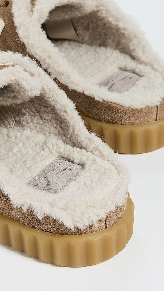 INES MULE - FUR/SUEDE - LIGHT BROWN