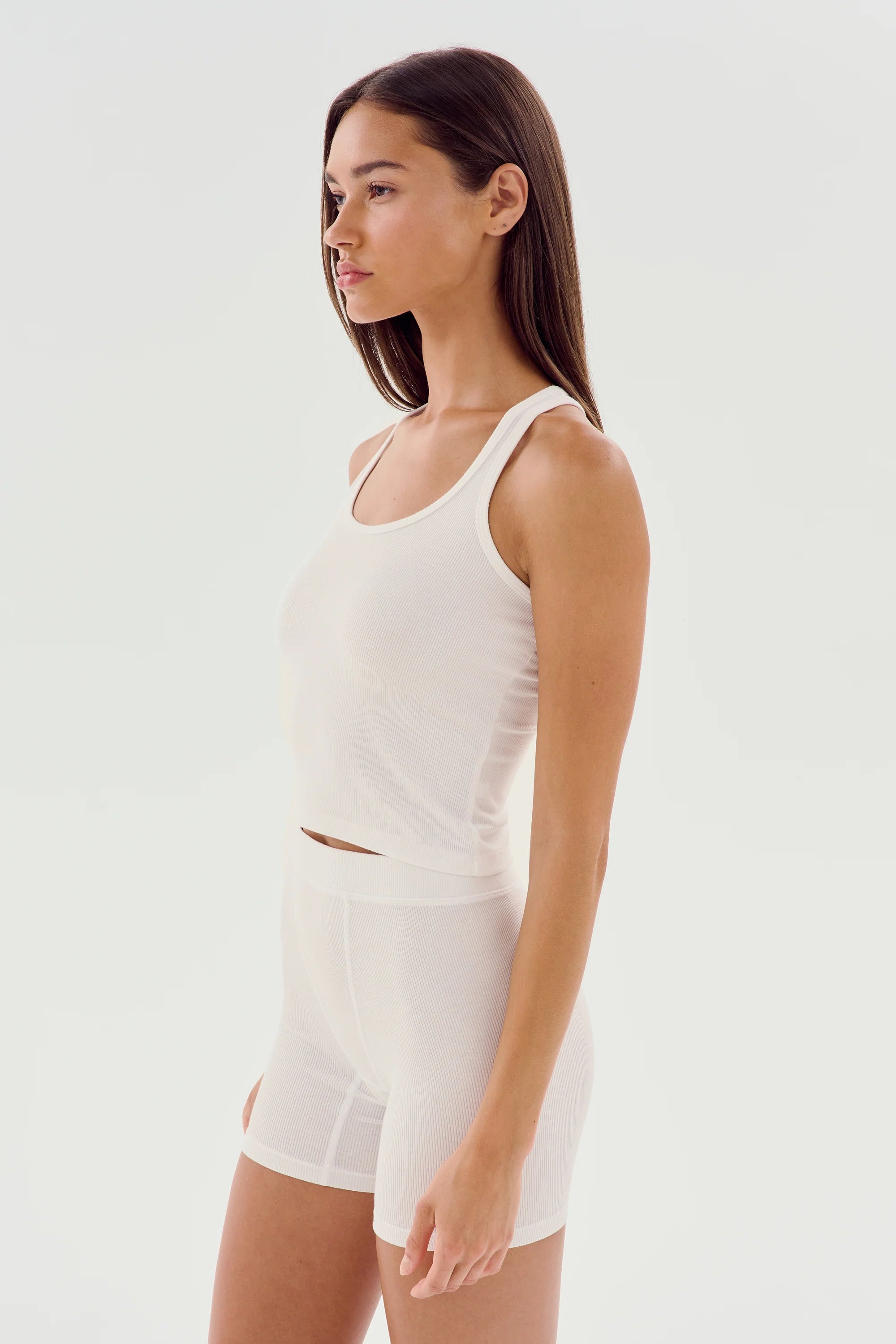 ASHBY RIB CROP TANK - WHITE