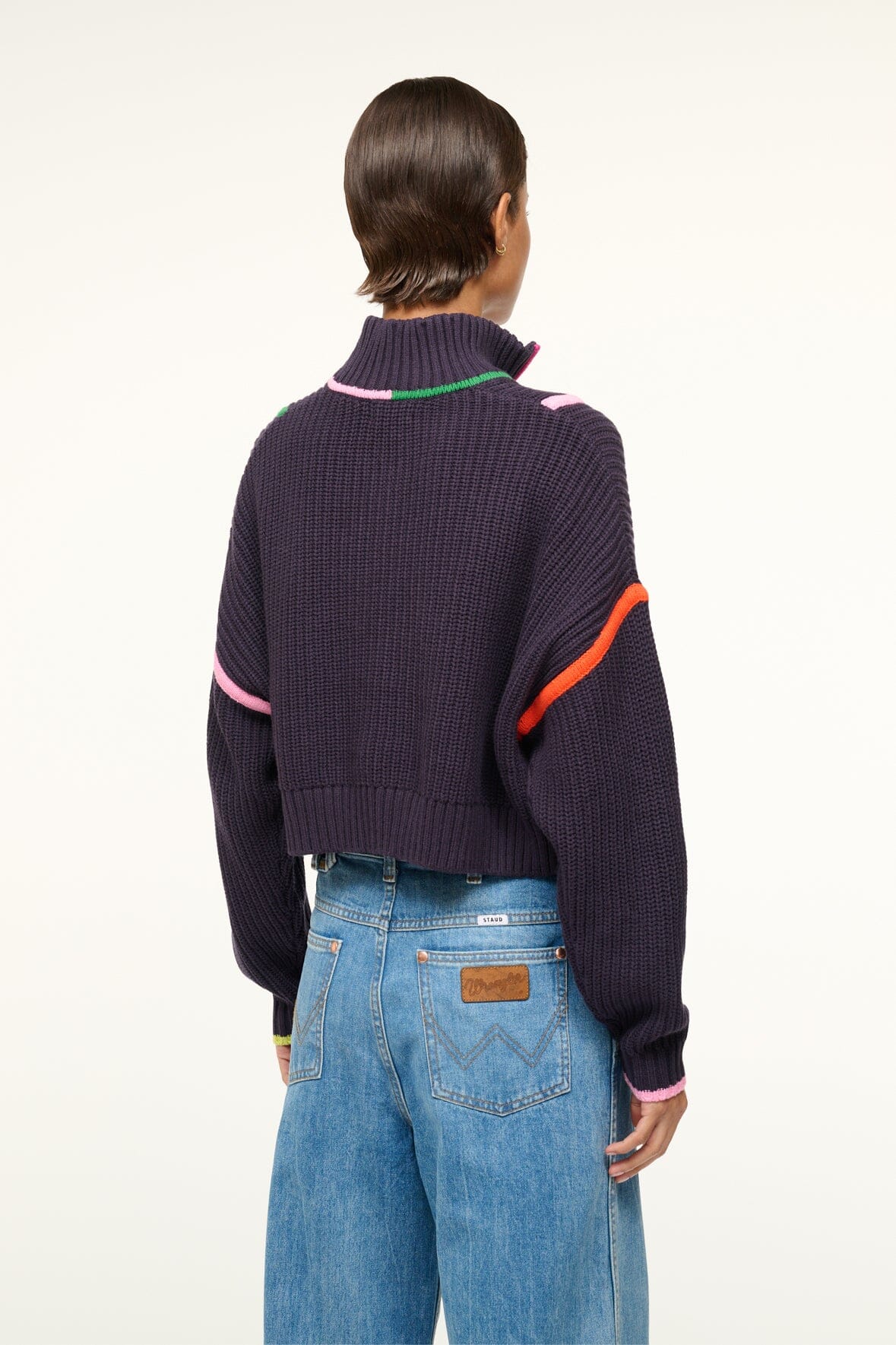 CROPPED HAMPTON SWEATER - NAVY MULTI