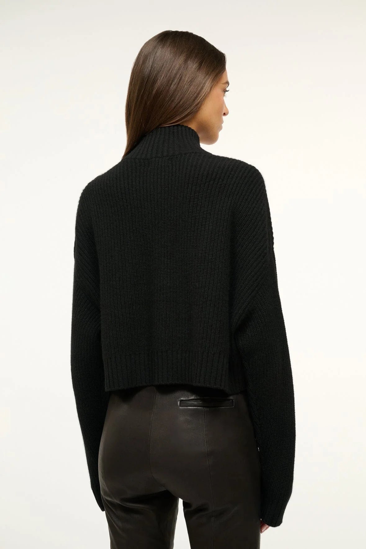 CASHMERE CROPPED HAMPTON SWEATER - BLACK