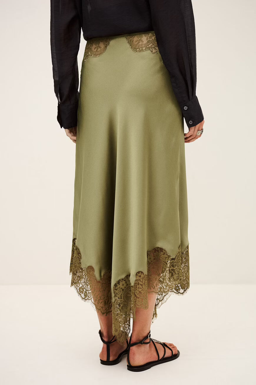 CONI FLARED MIDI SKIRT - GREEN