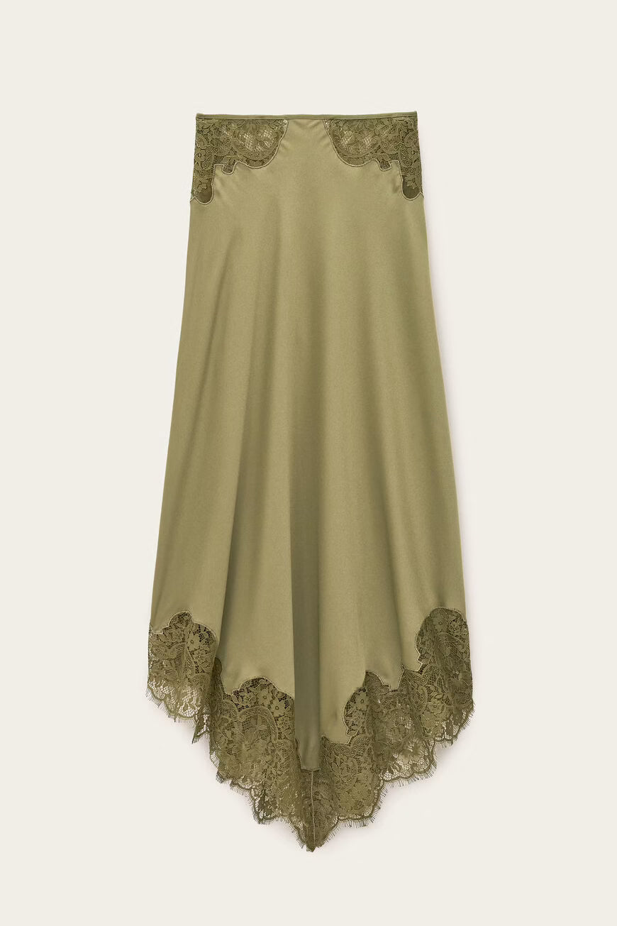 CONI FLARED MIDI SKIRT - GREEN