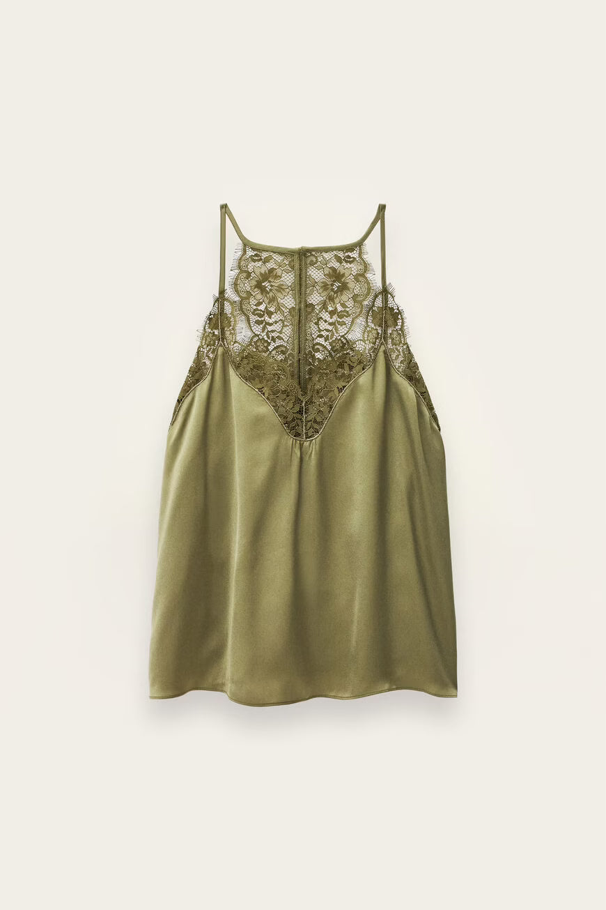 CORINA SATIN CAMI TOP - GREEN