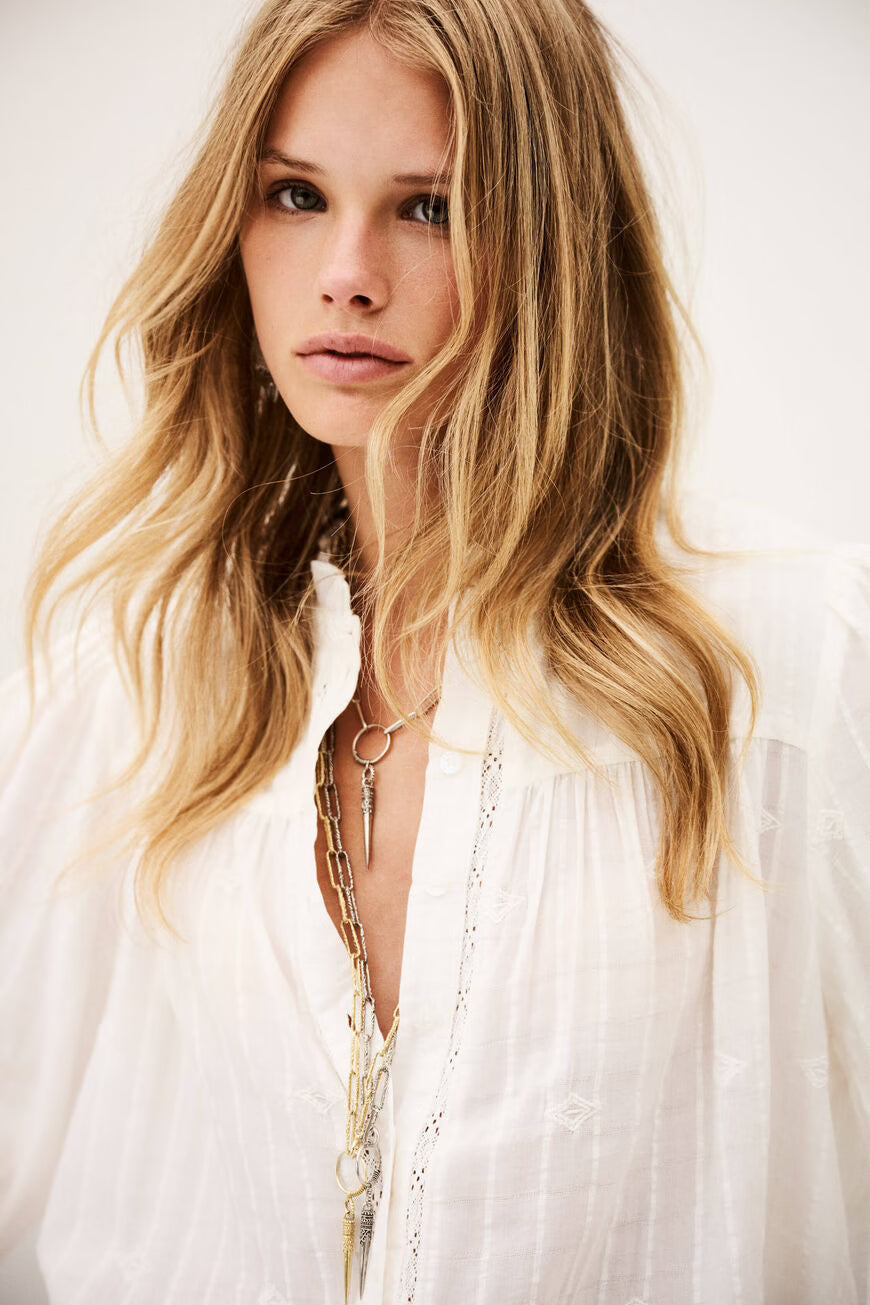TOP MELODY - OFF-WHITE EMBROIDERED BLOUSE