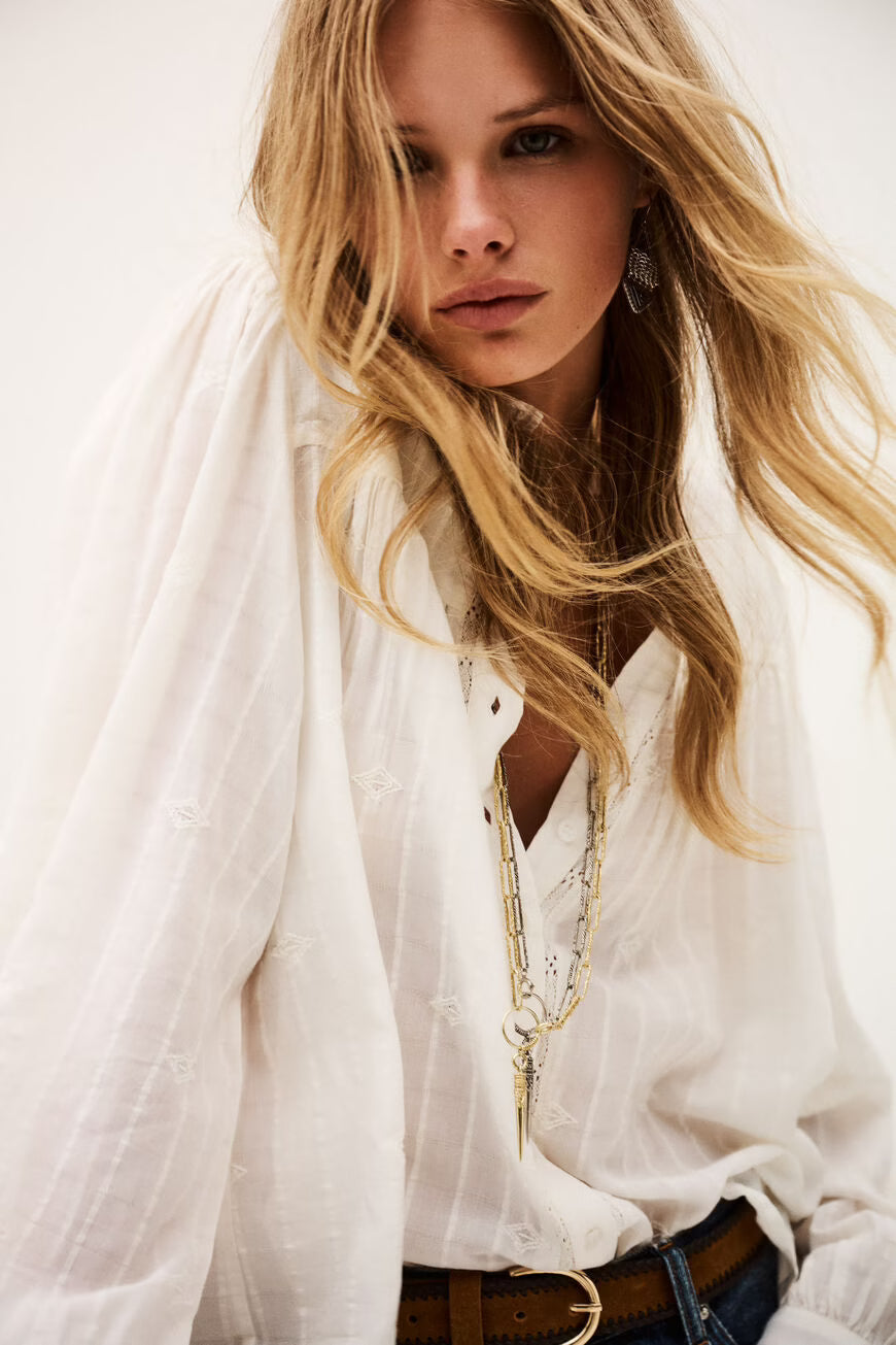 TOP MELODY - OFF-WHITE EMBROIDERED BLOUSE