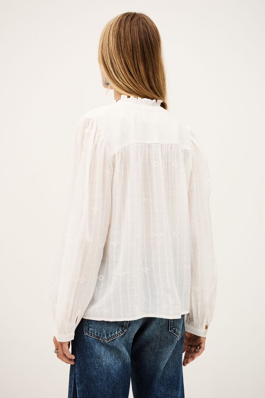 TOP MELODY - OFF-WHITE EMBROIDERED BLOUSE