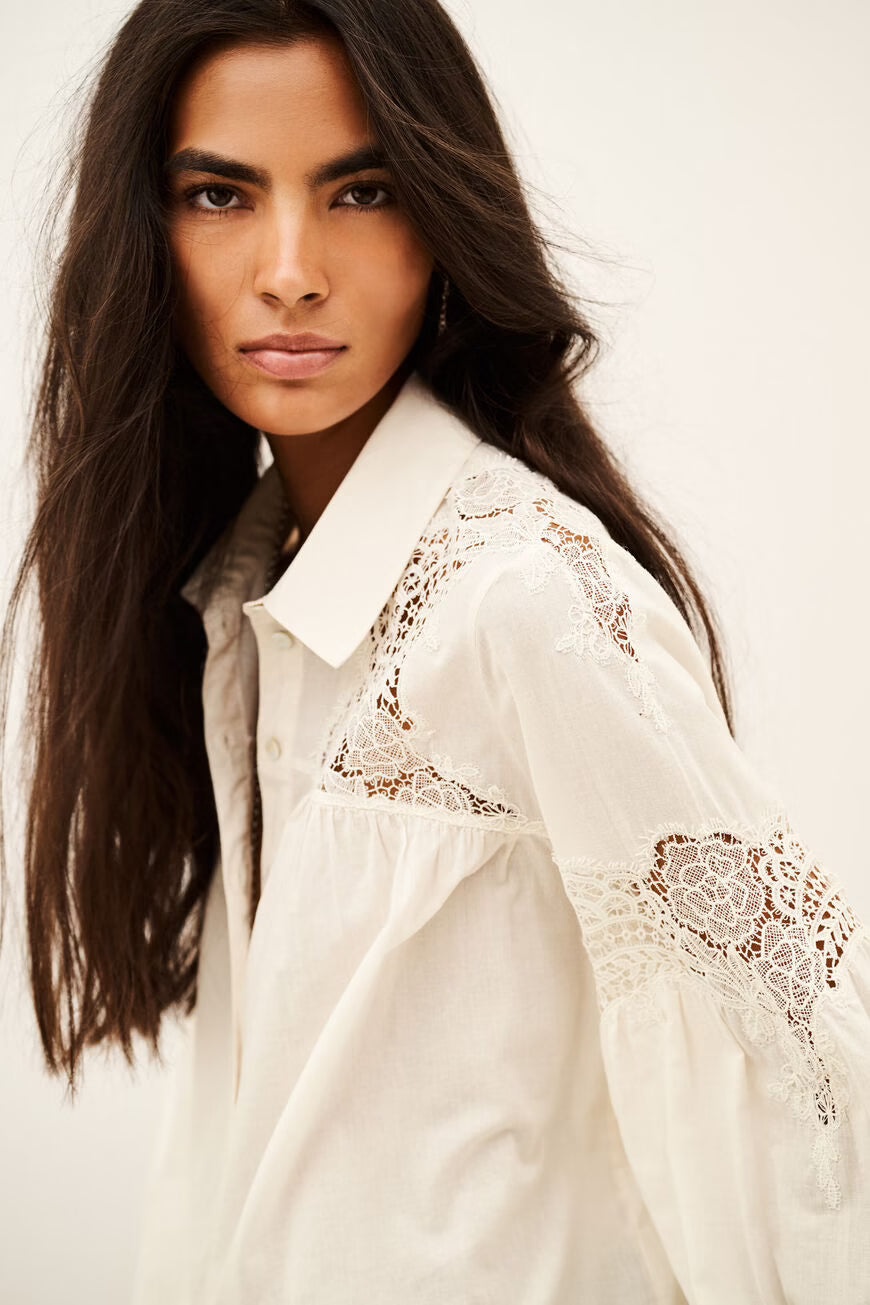 ROSANNE LACE SHIRT - OFF-WHITE
