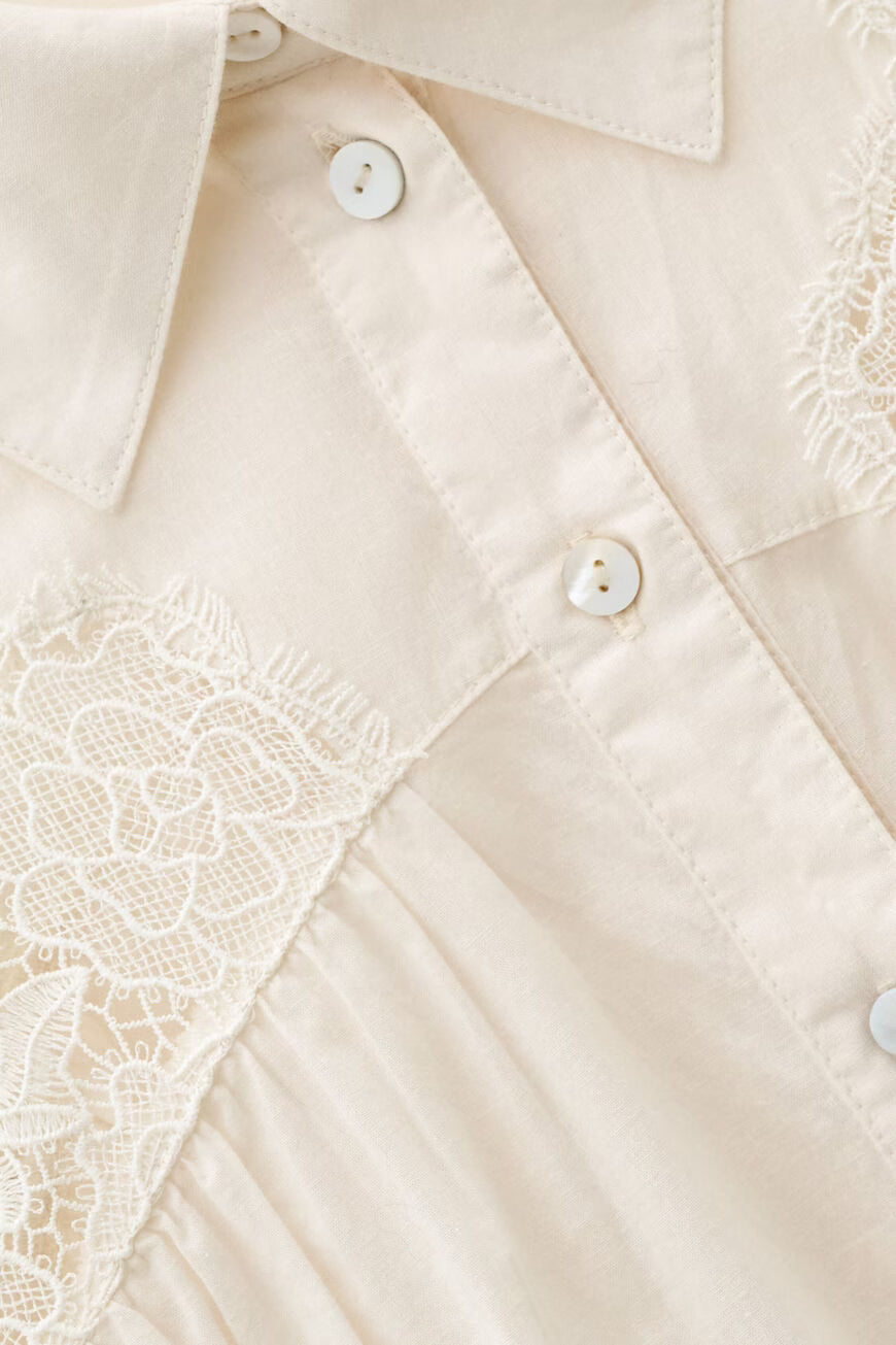 ROSANNE LACE SHIRT - OFF-WHITE
