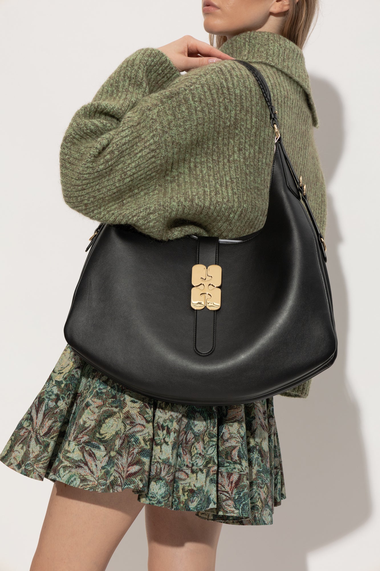 BLACK LARGE KAT BAG - GOLD