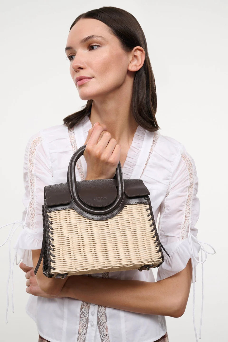 MAUDE MINI WICKER CARRYALL - NATURAL/ESPRESSO