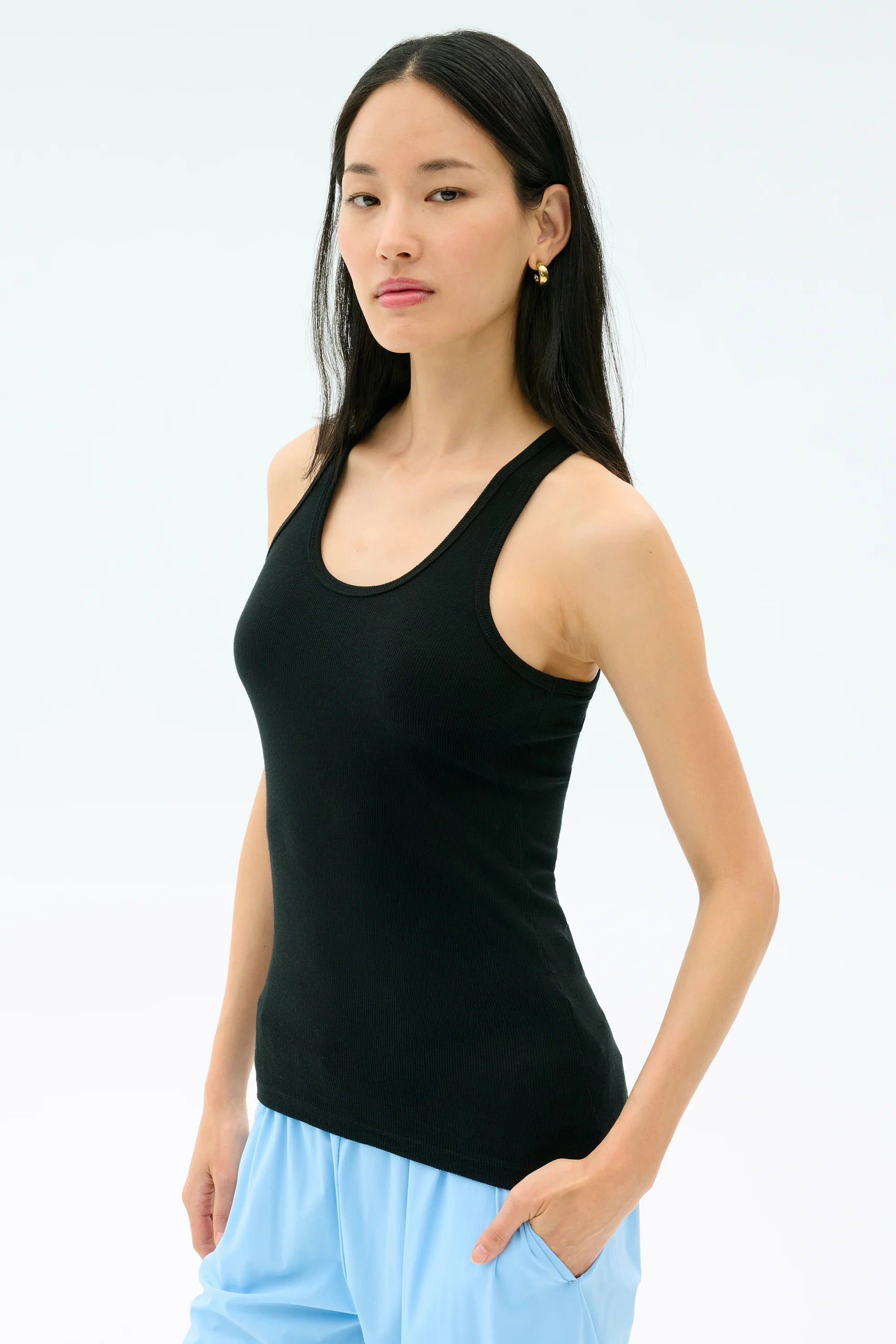 ASHBY RIB TANK - BLACK