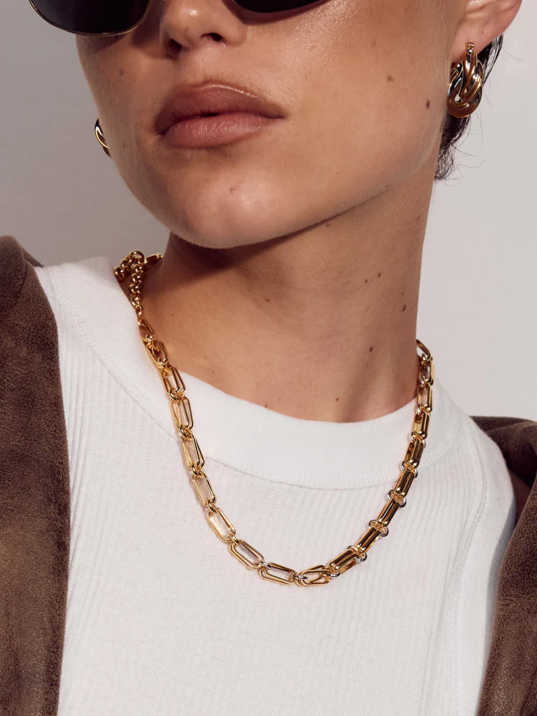 DALIA TWO TONE CHAIN NECKLACE - GOLD