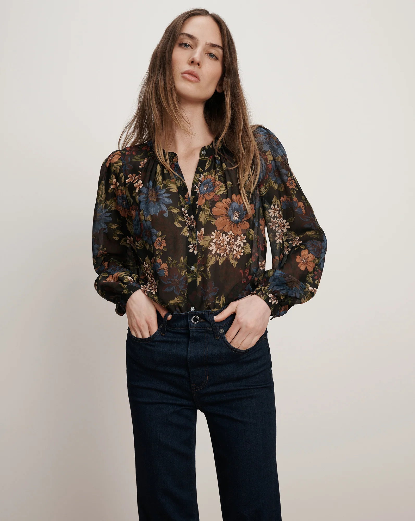 ASHLYNN SILK BLOUSE - BLACK MULTI