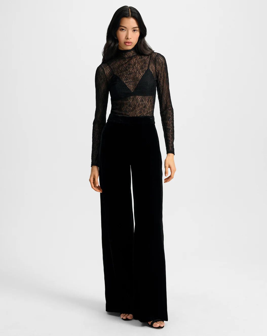 ALEX VELVET WIDE-LEG PANT - BLACK