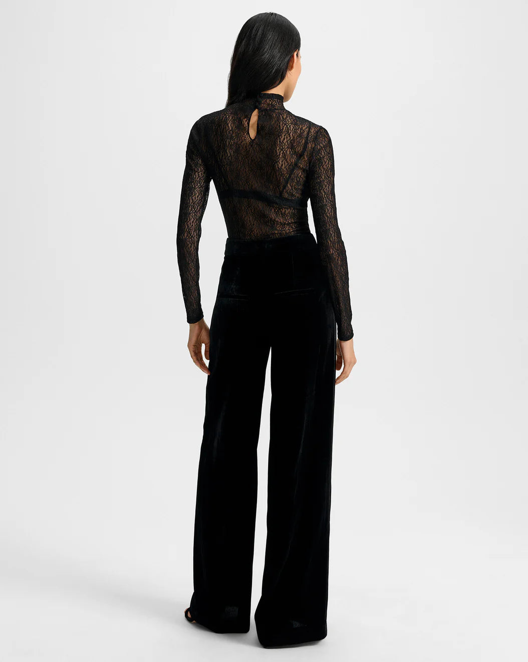 ALEX VELVET WIDE-LEG PANT - BLACK