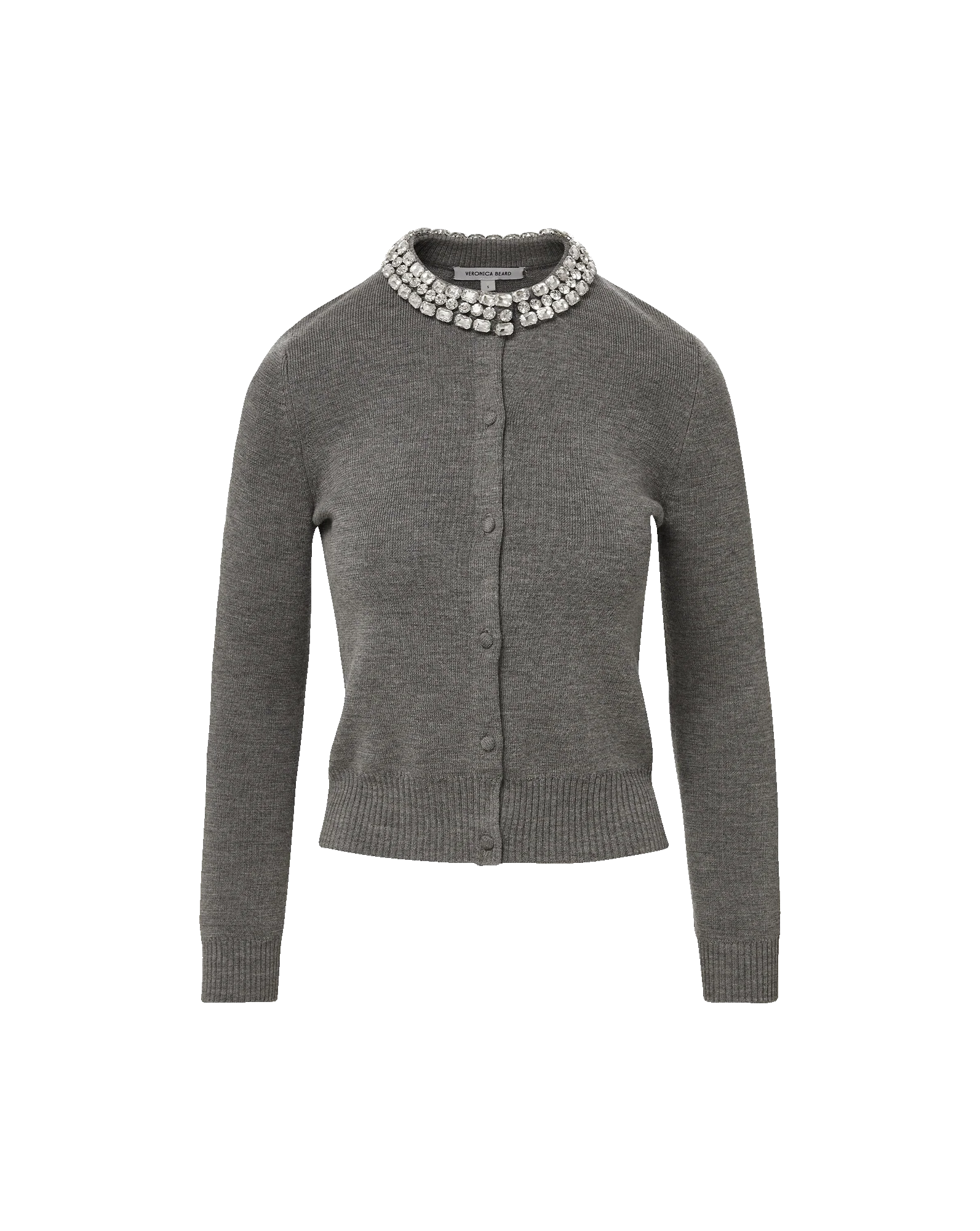 DARO EMBELLISHED CARDIGAN - DARK HEATHER GREY