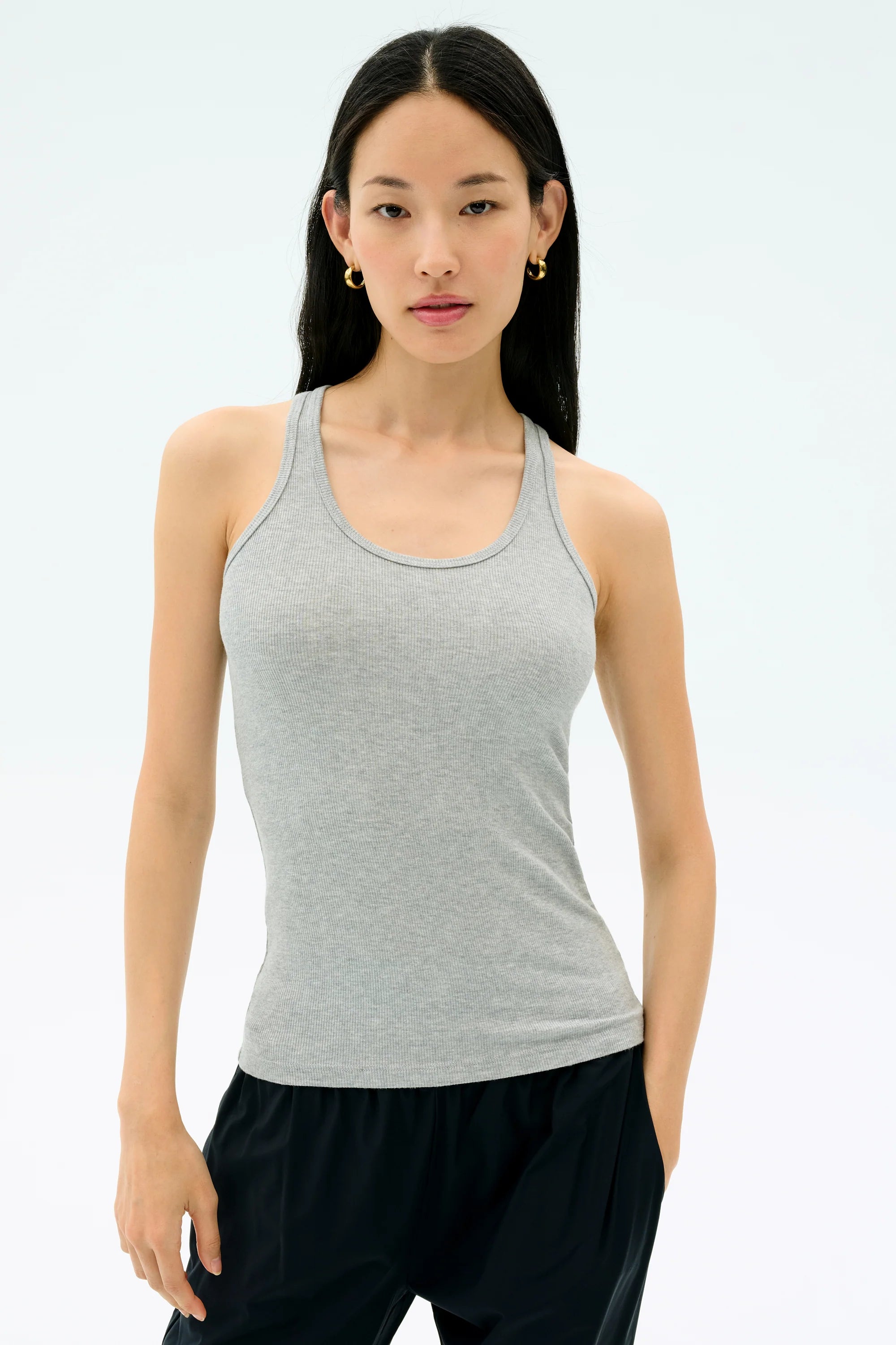 ASHBY RIB TANK - LIGHT HEATHER GREY