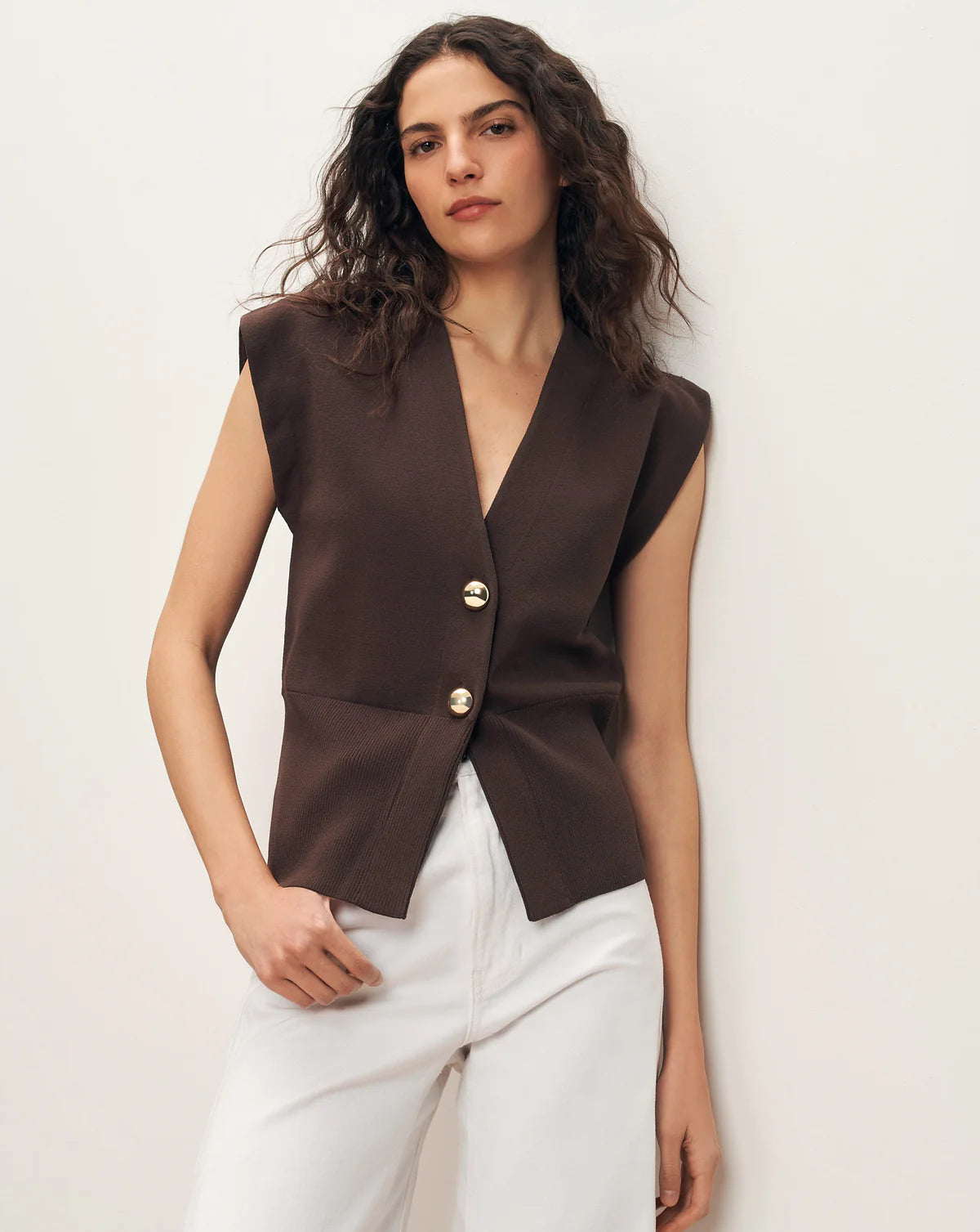 ISADOR KNIT VEST - DARK MOCHA
