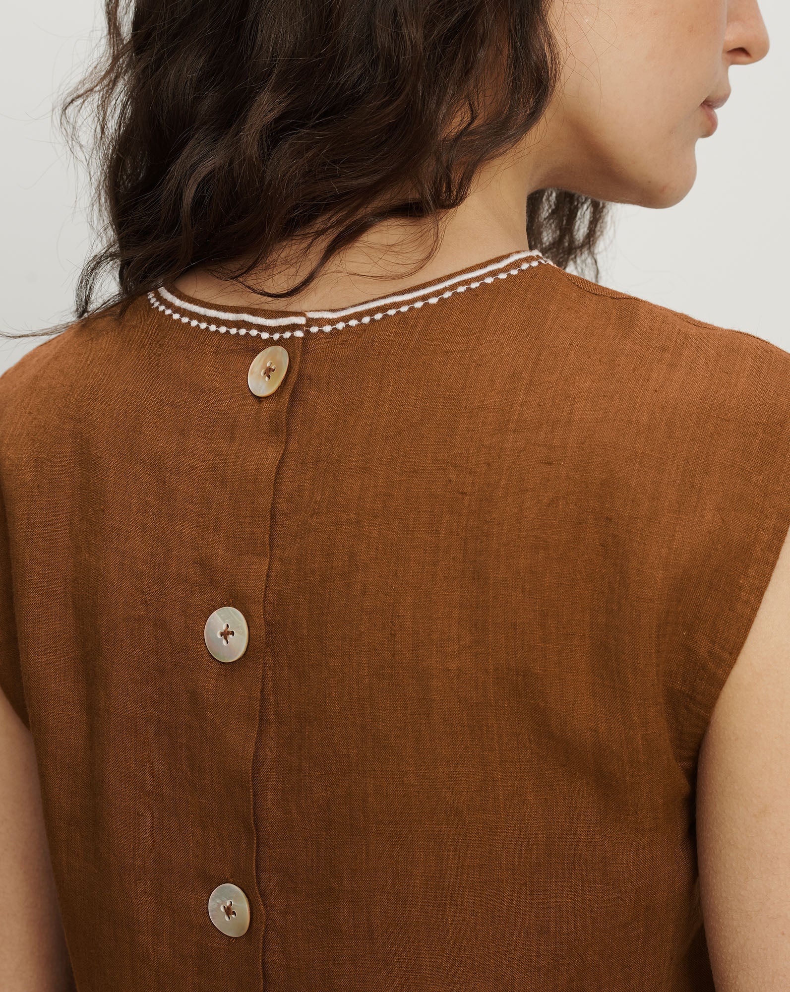 KESSAN LINEN TOP - DEEP OCHRE