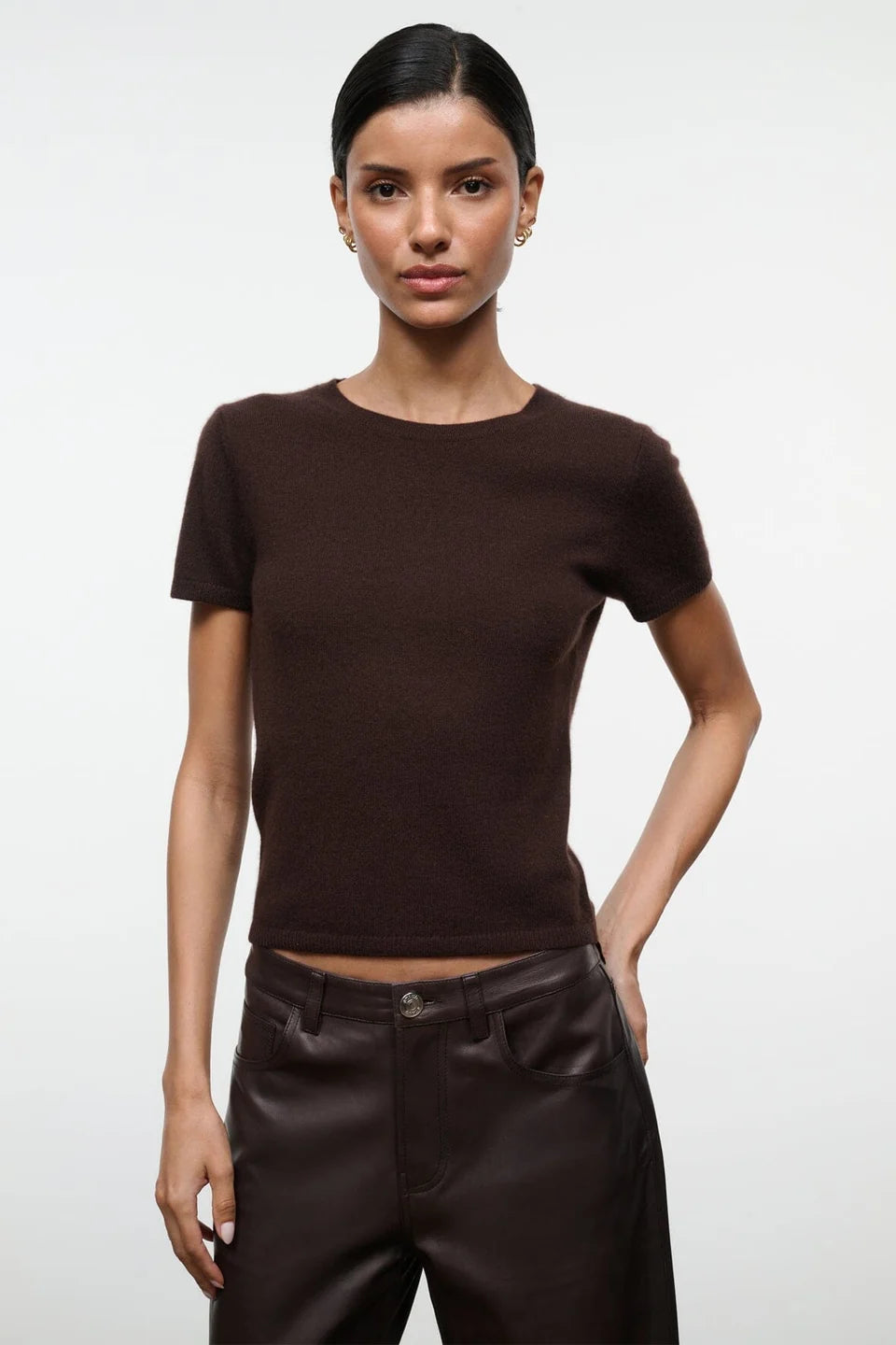 EASY CASHMERE TEE - DARK CHOCOLATE