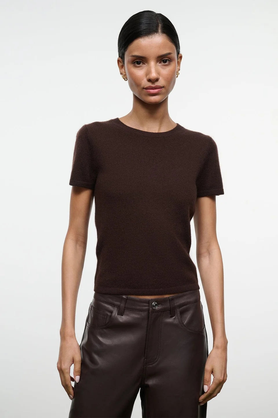 EASY CASHMERE TEE - DARK CHOCOLATE