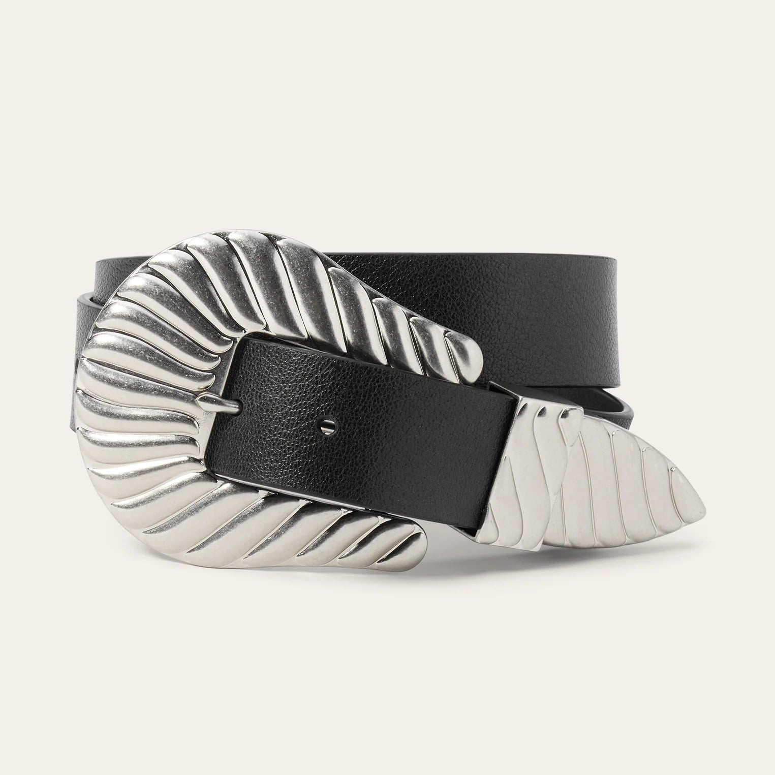 THE BIG BUCKLE BELT - BLACK WITH SILVER