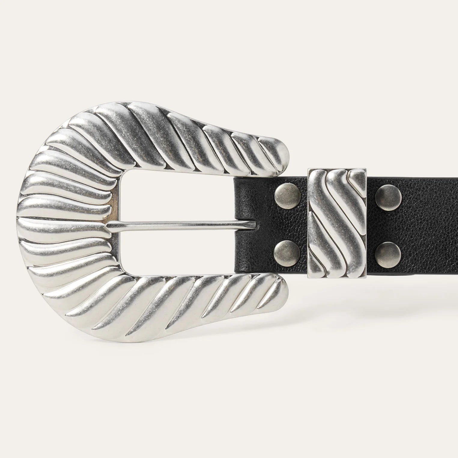 THE BIG BUCKLE BELT - BLACK WITH SILVER