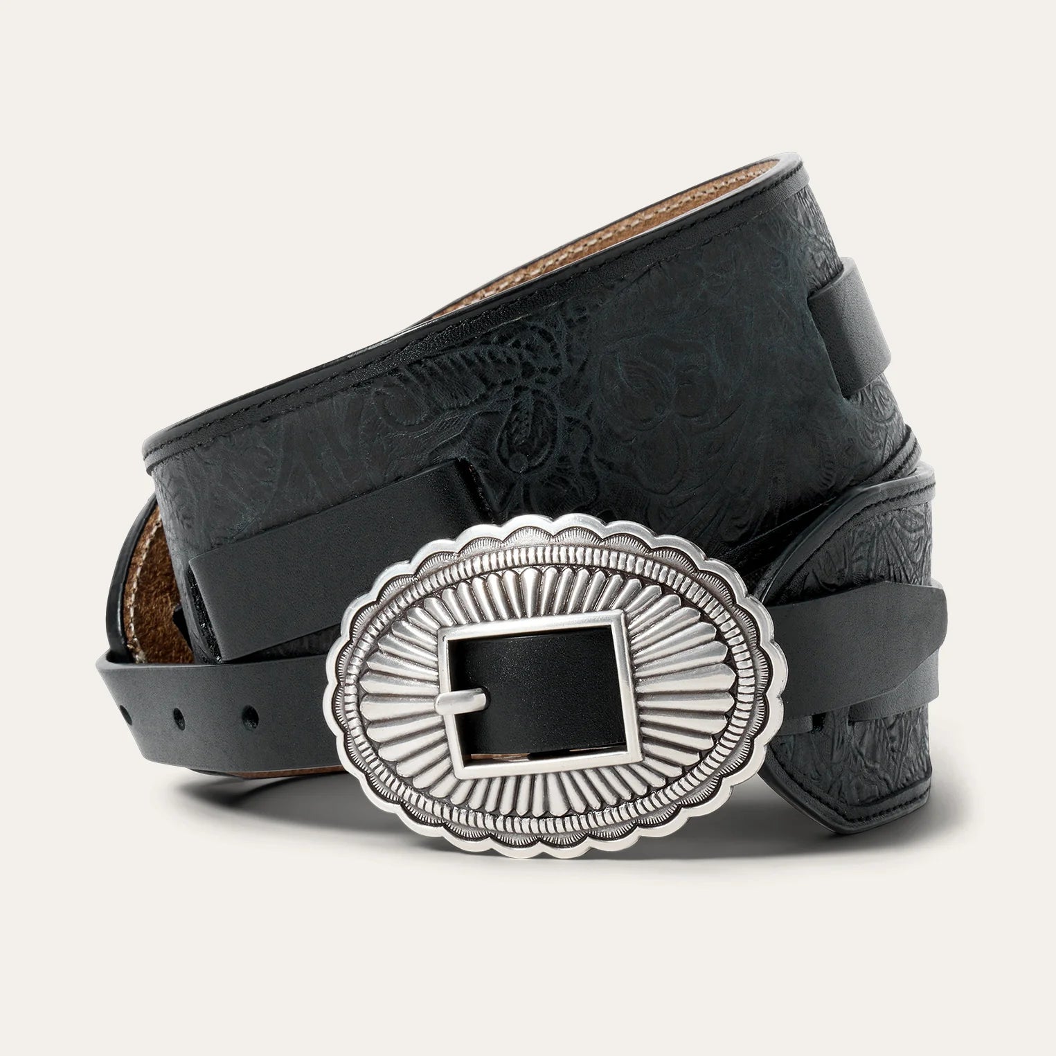 THE TOOLED WAIST BELT - BLACK WITH SILVER