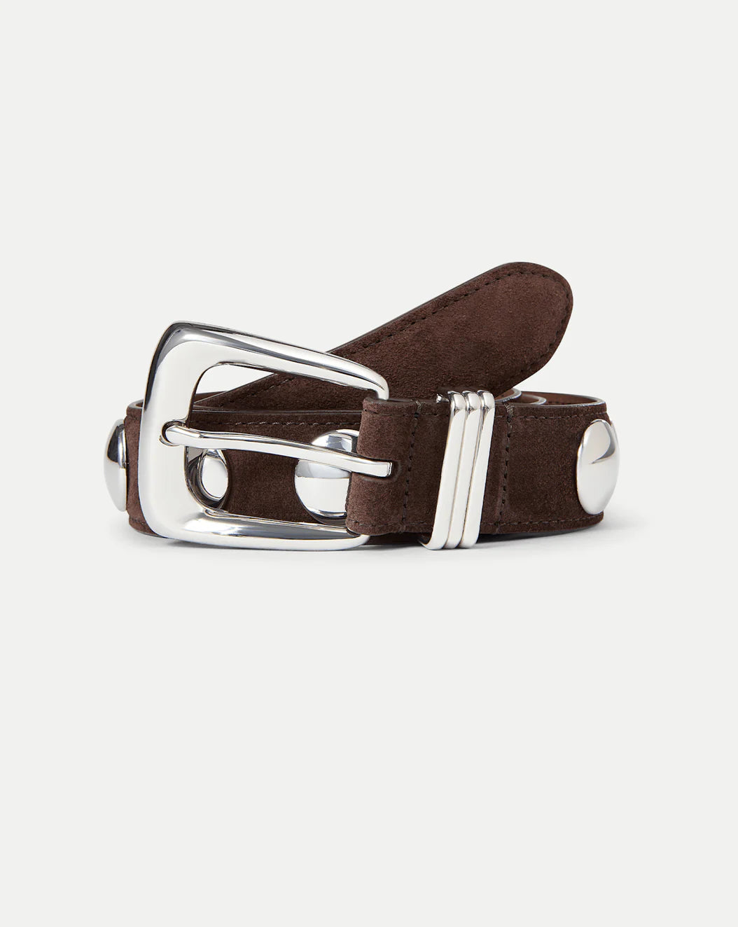 SUEDE STUDDED ARCH BELT - ESPRESSO
