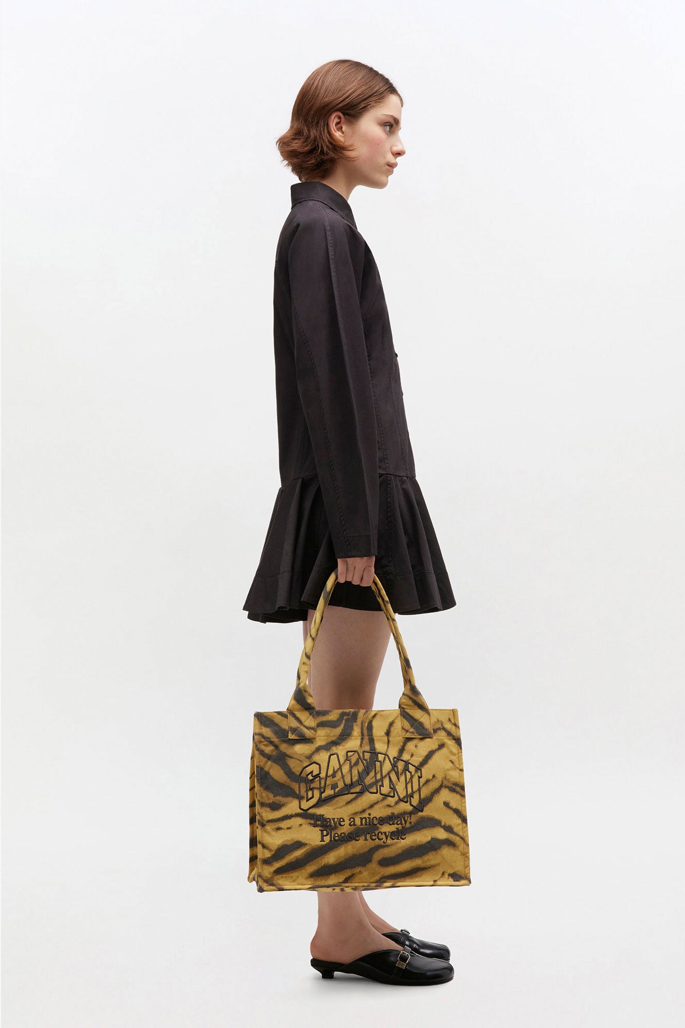 KHAKI ZEBRA PRINT LARGE TOTE