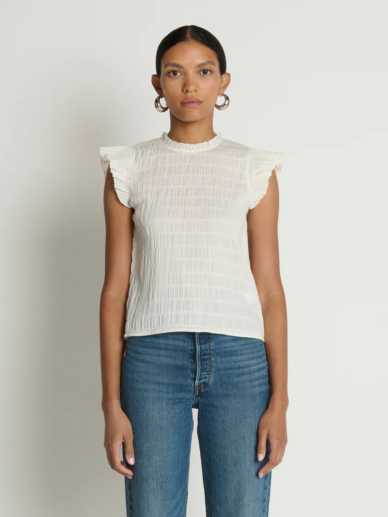 ASHLEY RUFFLE TANK - PORCELAIN