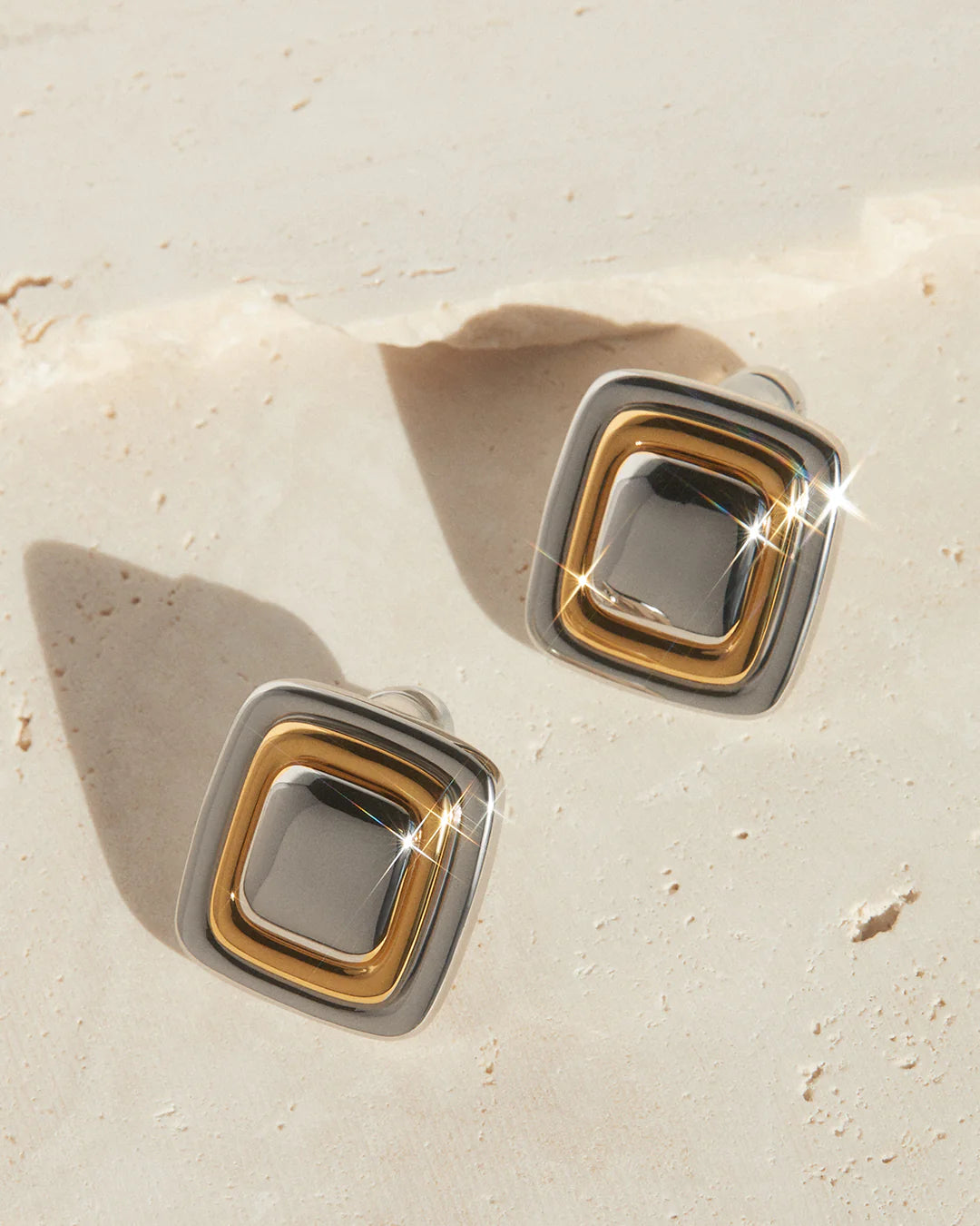 DALIA TWO TONE STUDS - SILVER