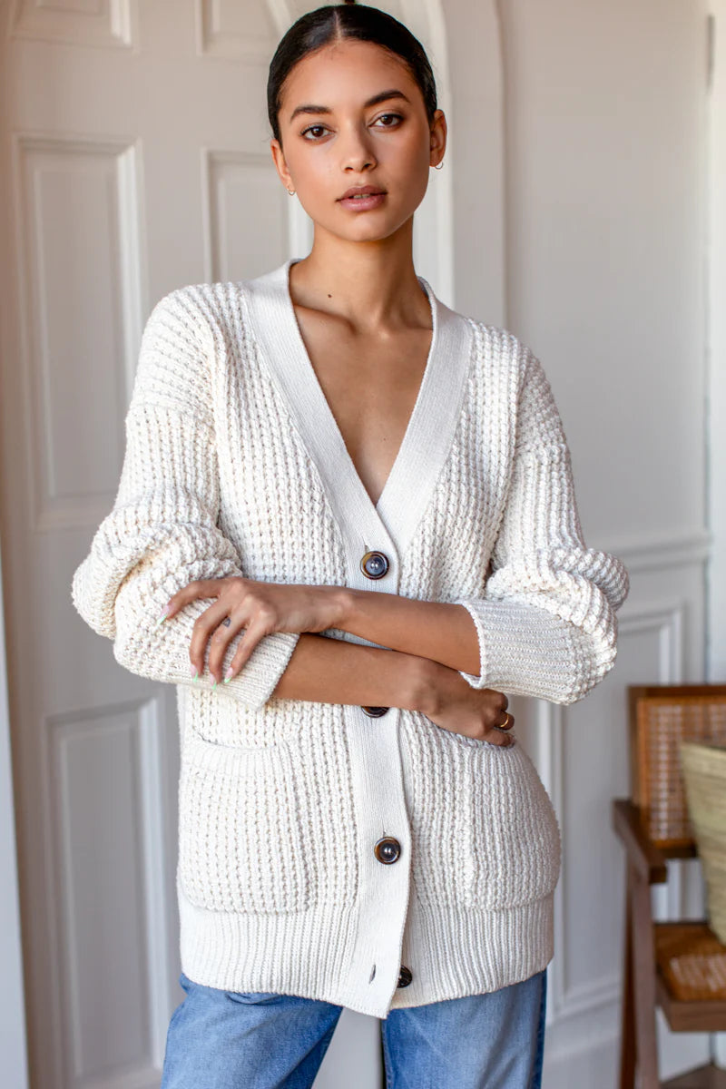 COZY COTTON CARDIGAN - IVORY TANGUIS COTTON