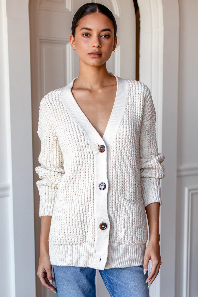 COZY COTTON CARDIGAN - IVORY TANGUIS COTTON