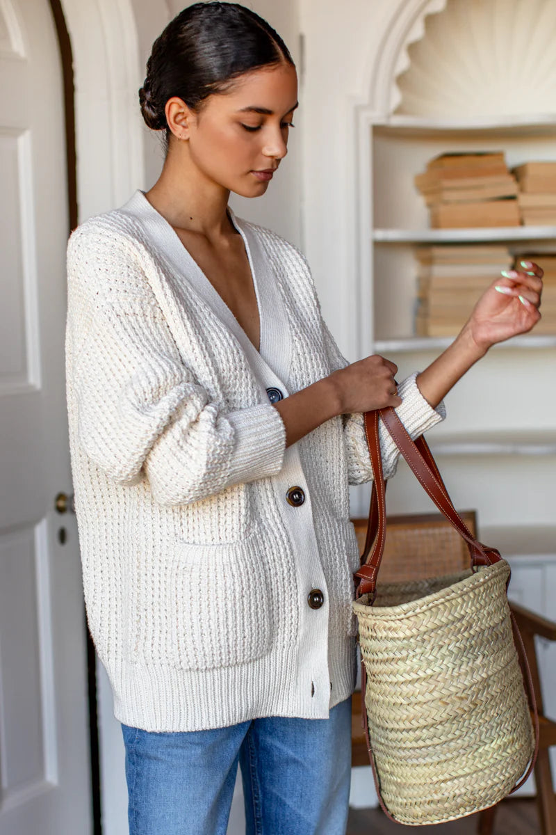 COZY COTTON CARDIGAN - IVORY TANGUIS COTTON