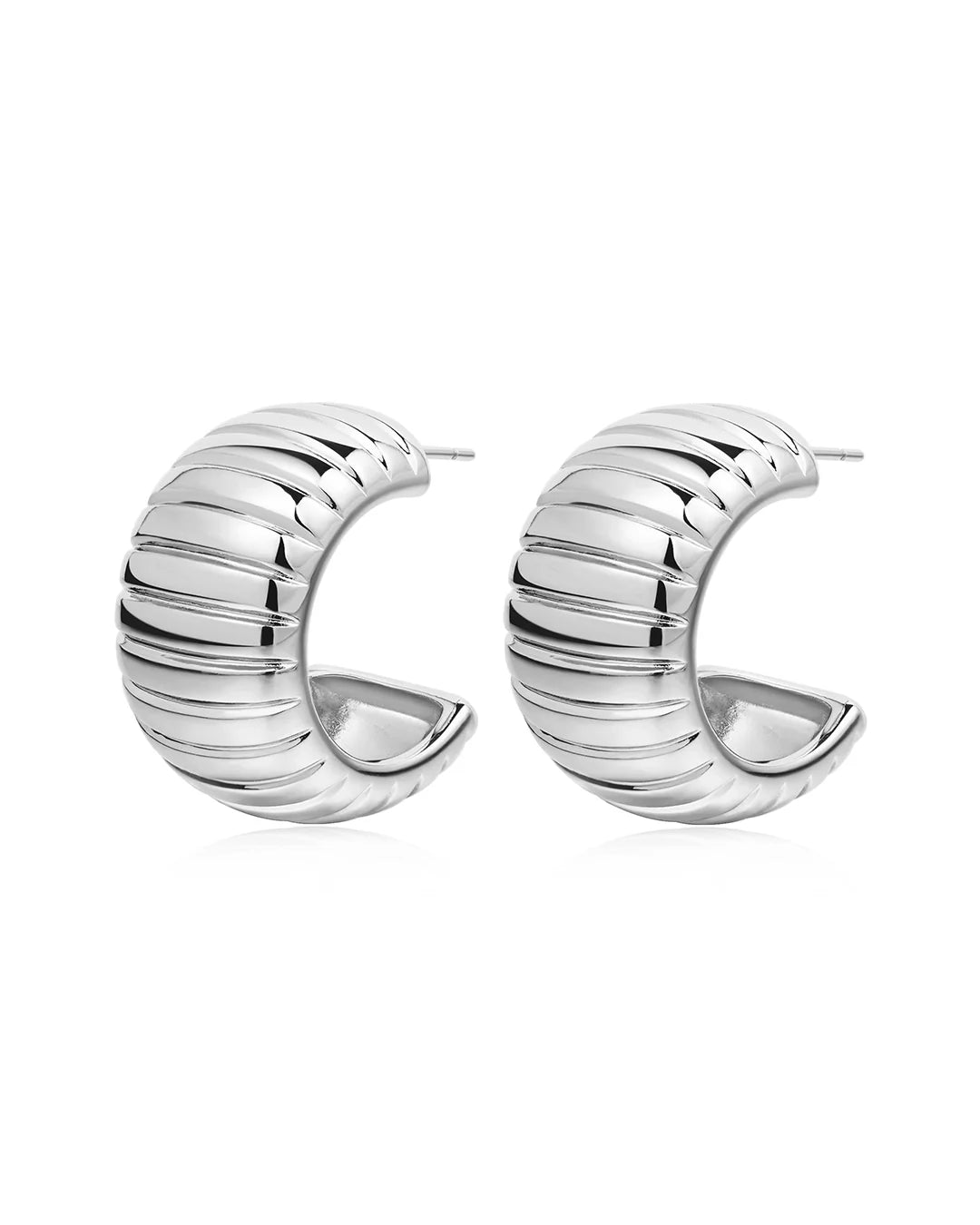 REMY RIDGED HOOPS - SILVER