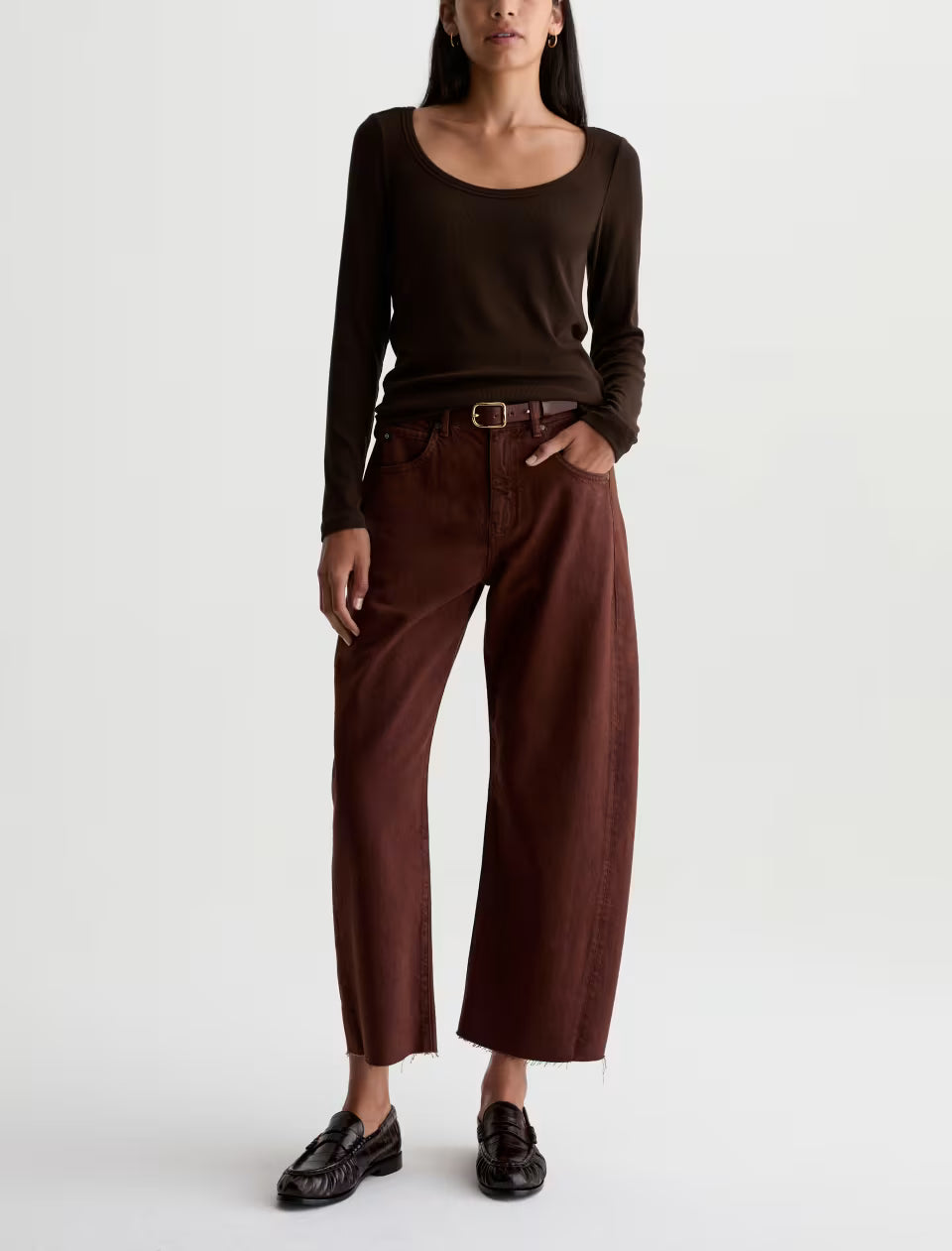 HATTIE CROP - HIGH RISE BARREL - CHESTNUT