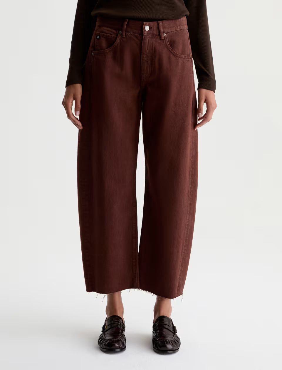 HATTIE CROP - HIGH RISE BARREL - CHESTNUT
