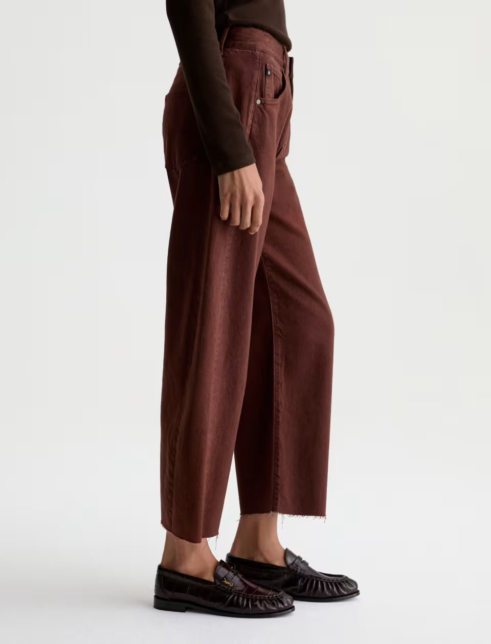 HATTIE CROP - HIGH RISE BARREL - CHESTNUT