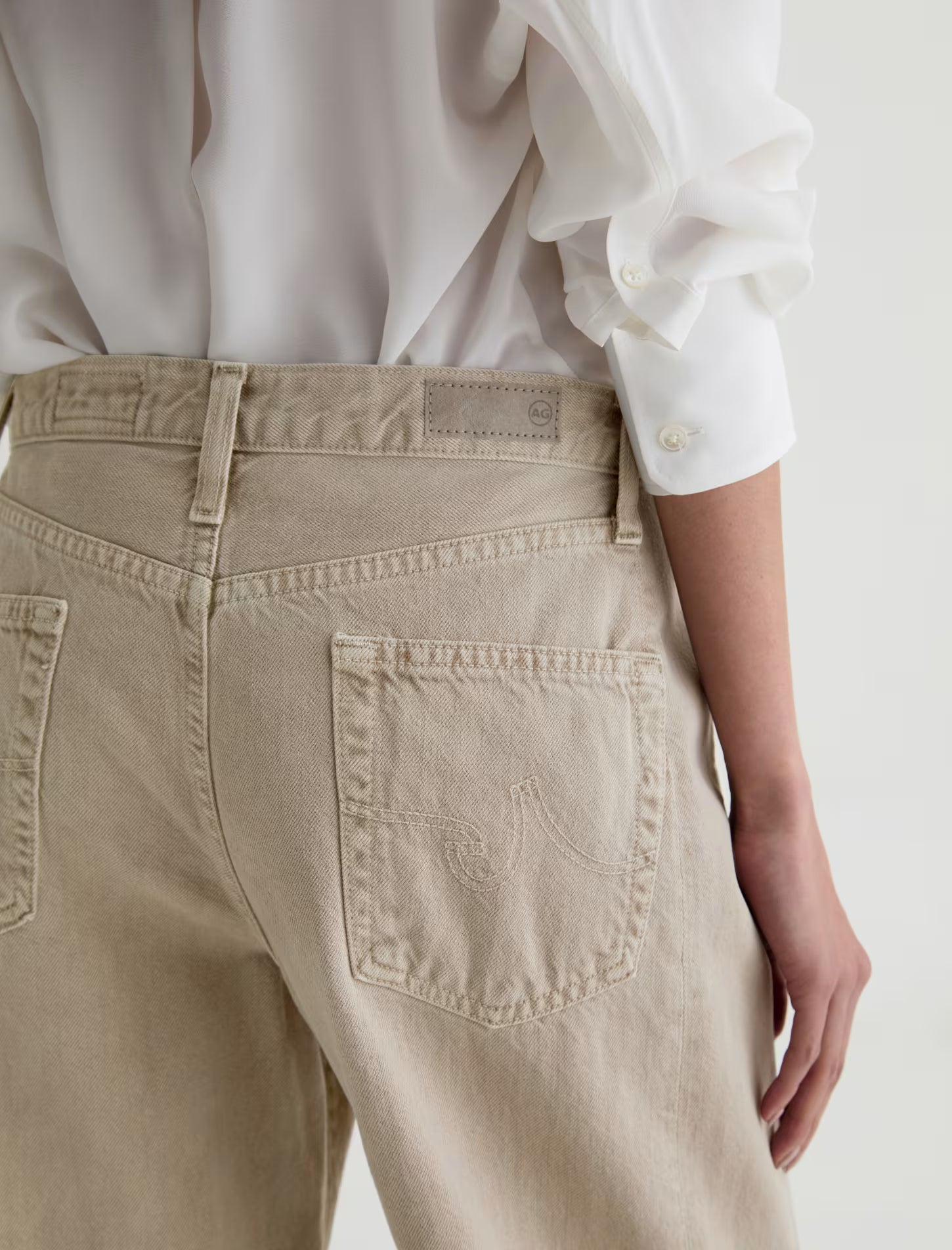 HATTIE CROP - HIGH RISE BARREL - SULFUR LIGHT TAUPE