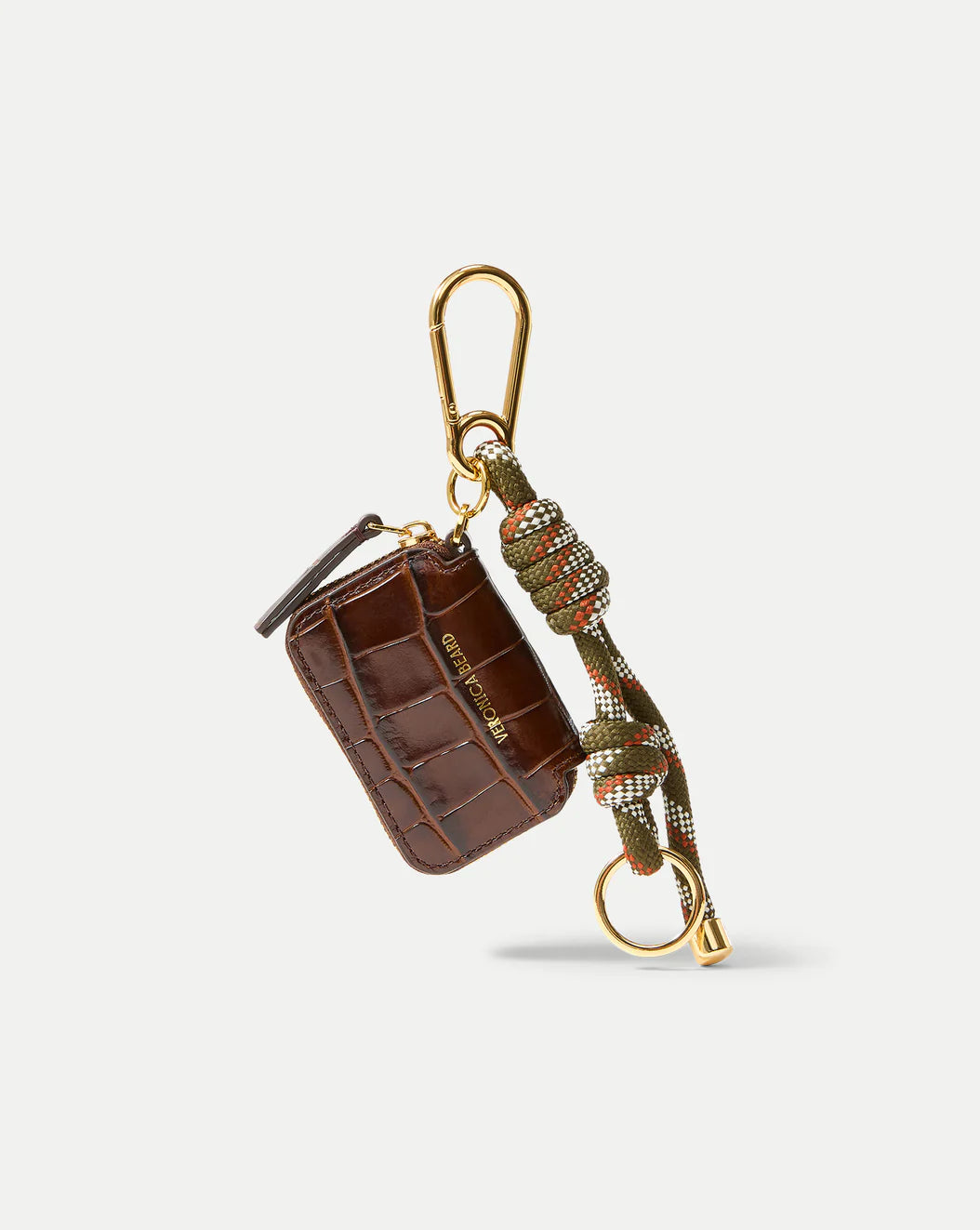 CROC-EMBOSSED ZIP POUCH BAG CHARM