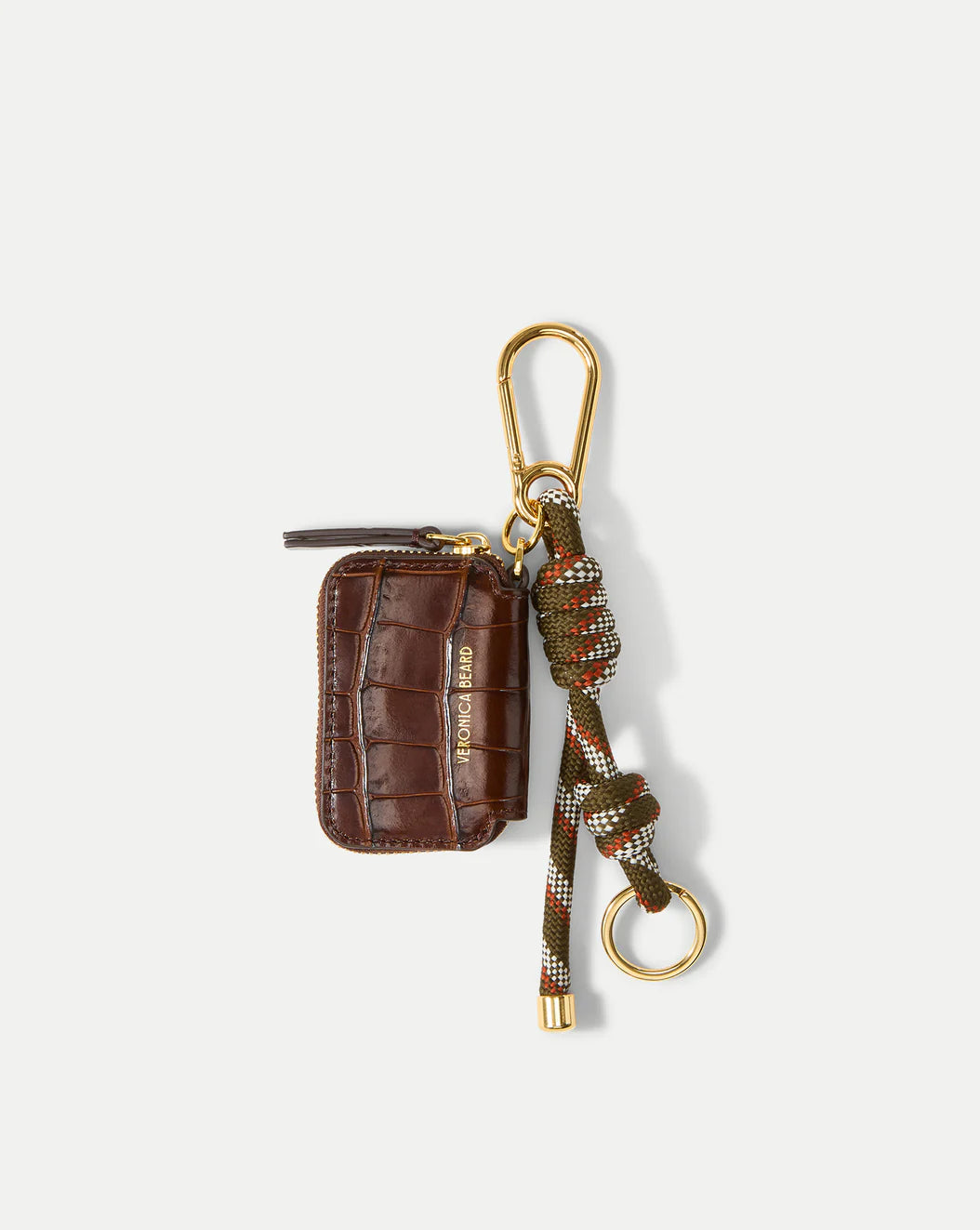 CROC-EMBOSSED ZIP POUCH BAG CHARM
