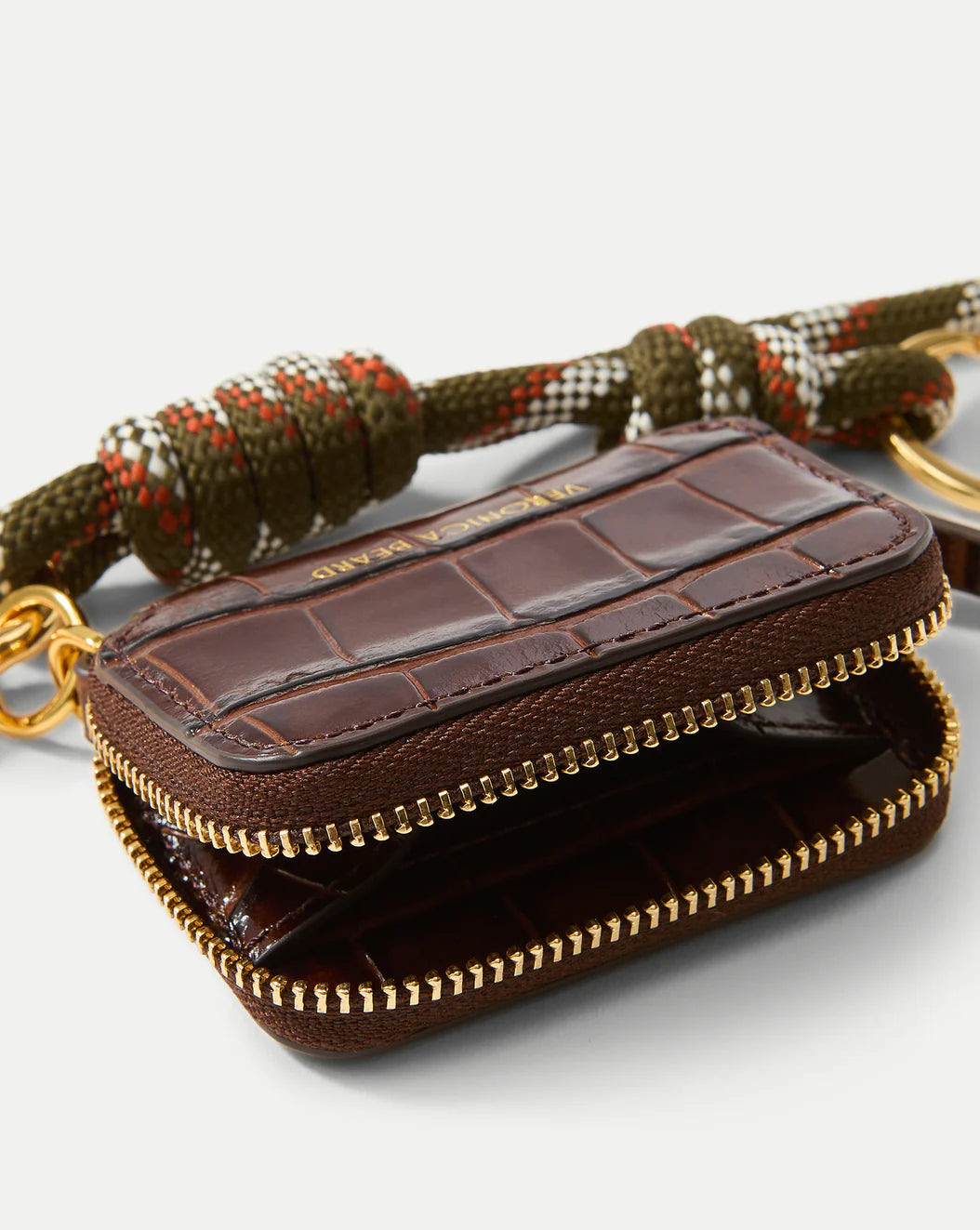 CROC-EMBOSSED ZIP POUCH BAG CHARM